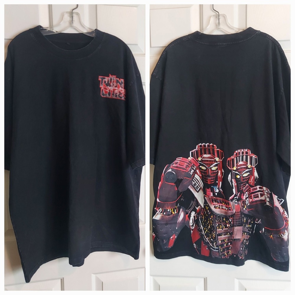 Real Steel Twin Cities Robot Graphic T-Shirt Black Mens 2XL Fit Movie Promo Tee
